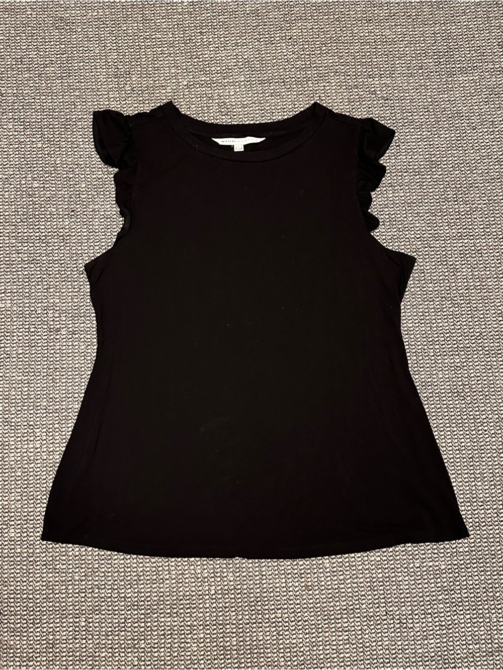 The Nines by HATCH Black Ruffle Sleeve Tank